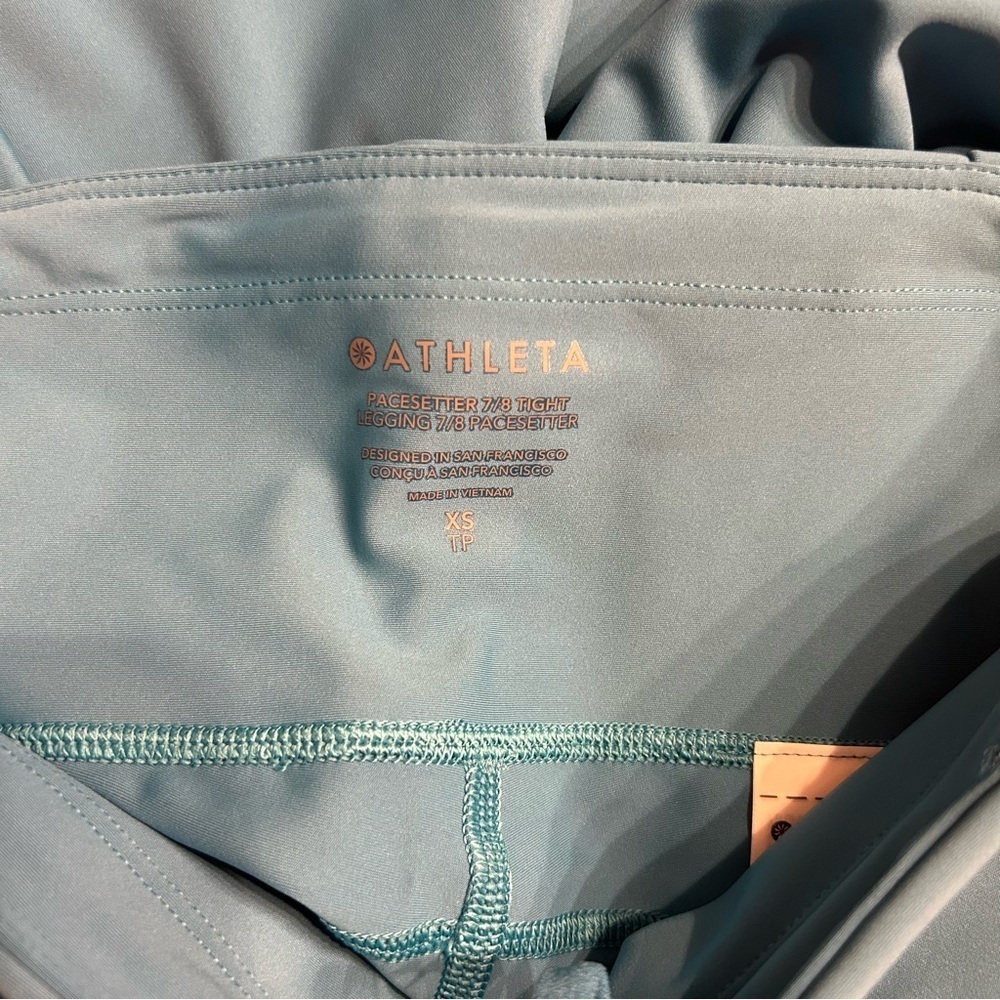 *NWT* Athleta Pacesetter 7/8 Tights in Teal Blue, Size XS Leggings - Picture 13 of 16